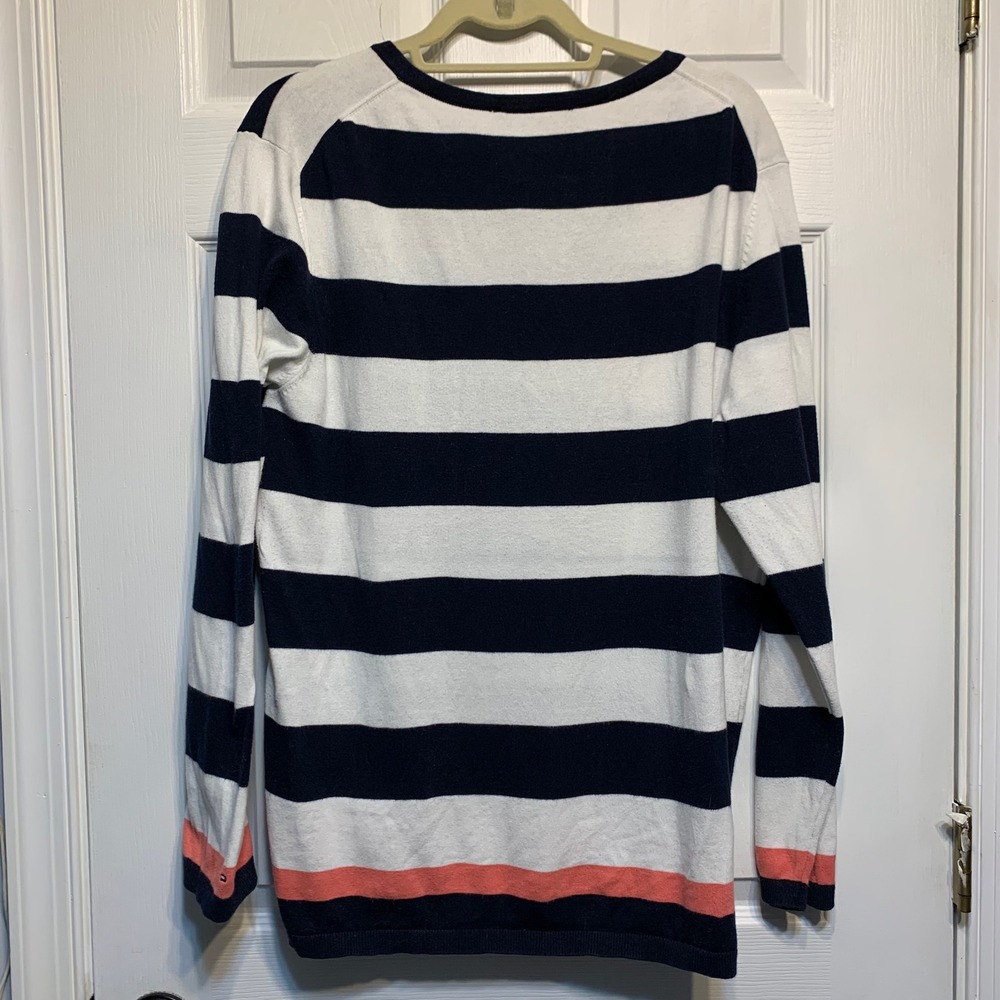 Tommy Hilfiger Sweater XL Striped Cotton Crew Neck Long Sleeve Nautical Preppy